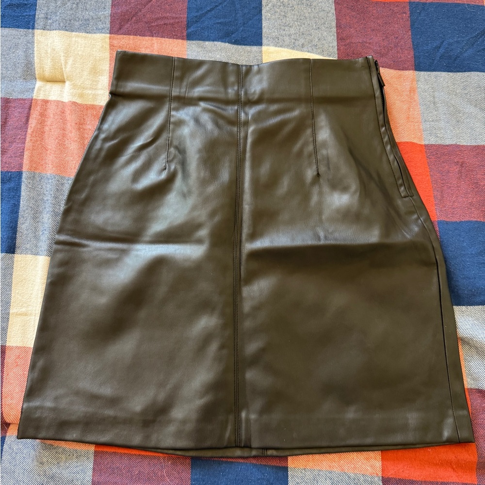 Zara Dark Brown Leather Pencil Skirt